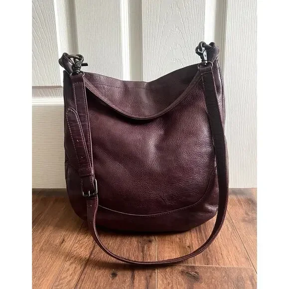 FRYE Melissa Slouchy Burgundy Antique Leather Large Hobo Crossbody Purse Bag - Picture 9 of 14